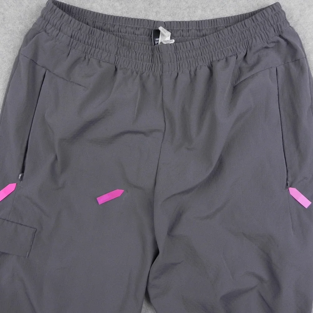 Adidas Jogger Pants Men Large Gray Cargo Pocket Zipper Pockets Athletic Track